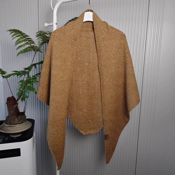 Sequin Shawl Wraps for Women Knitted Shawls Scarf Solid Poncho Wrap Tops (Yellow One Size)