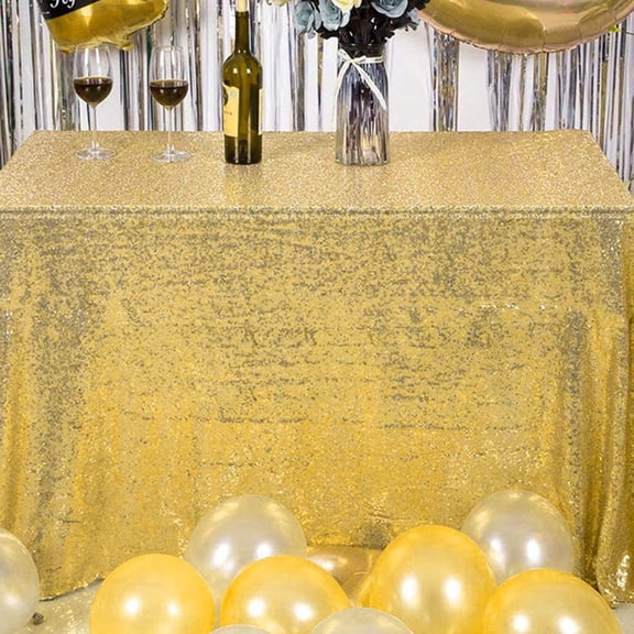 Sequin Polyester Tablecloth,Rectangle Glitter Table Cloth Cover for Birthday ,Dining Wedding Banquet Home Supplies Golden