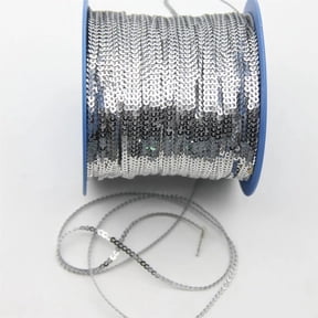 Sequin Ribbon 10Yards 3MM Sequins Trim Garment Sewing Paillettes Ribbon Suitable for Crafts DIY Decoration Handmade Materials Sequin Trim (Color : Silver, Size : 3mm)
