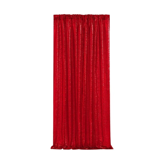 Sequin Rod Pocket Curtains, Sparkly Party Decor for Weddings Events, Red Glitter Doorway Curtain for Home Decoration(Red)
