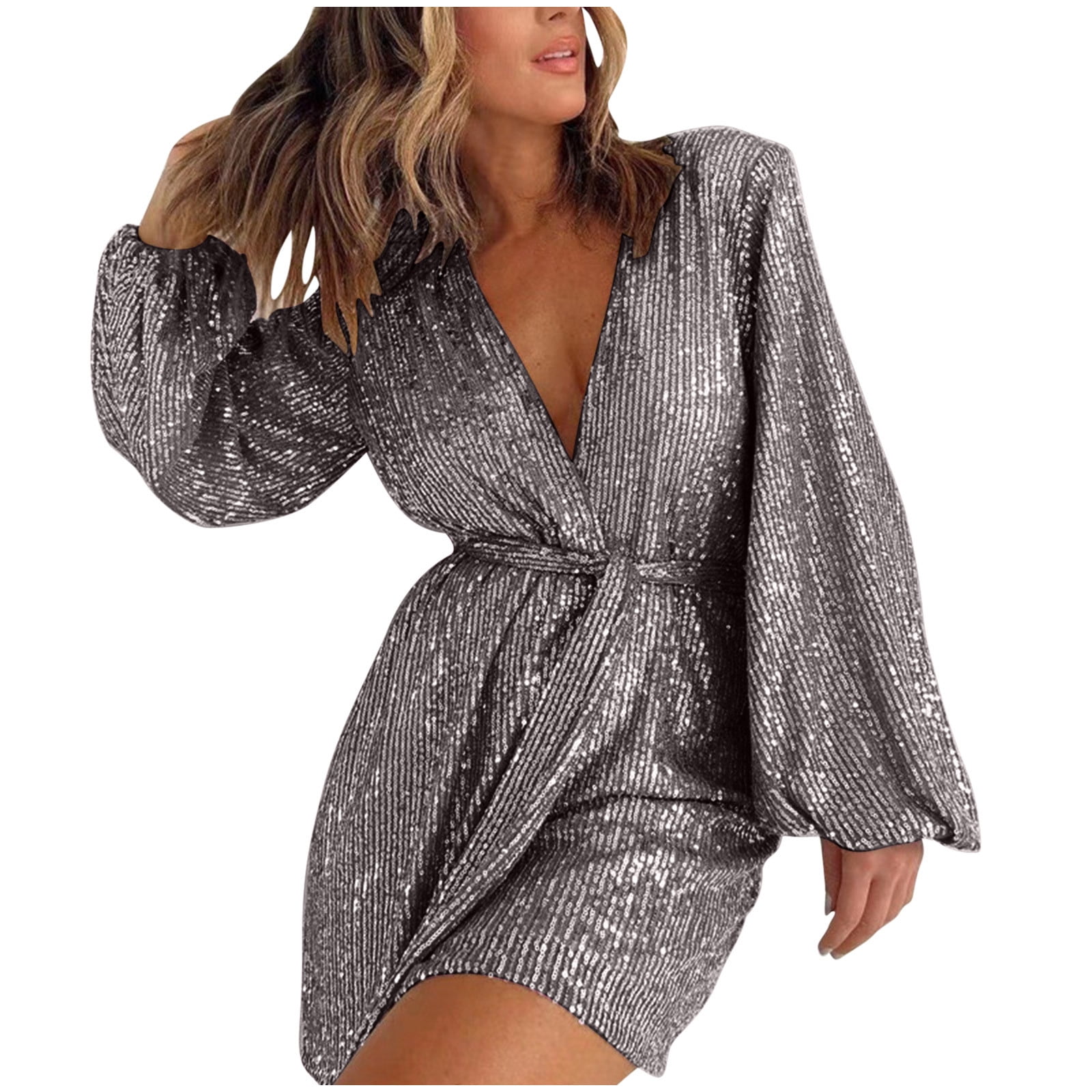 Sequin Romper For Women One Piece Shiny Wrap V Neck Party Clubwear ...