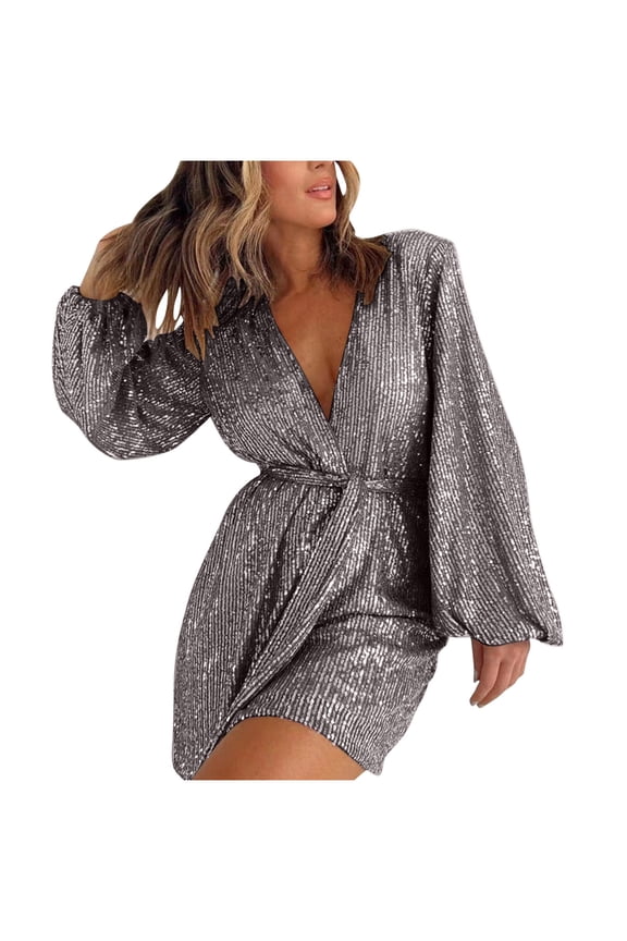 Sequin Romper For Women One Piece Shiny Wrap V Neck Party Clubwear Shorts Jumpsuit Long Sleeve Disco Dance Outfits