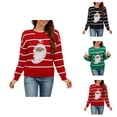 thumbnail image 1 of Sequin Santa Christmas Sweaters for Women 2025 Long Sleeve Crewneck Loose Striped Pullover Sweater Jumper Tops, 1 of 6