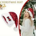 thumbnail image 1 of Sequin Santa Hat for Adults with Shiny Sequin and Fluffy Pompom, Party Hat for New Year Xmas Festival, 1 of 3