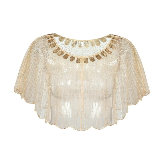 Sequin Shawl Women Shawl Wrap Casual Shawl Scarf Dresses Clothes Fashion Evening Beige Aureate