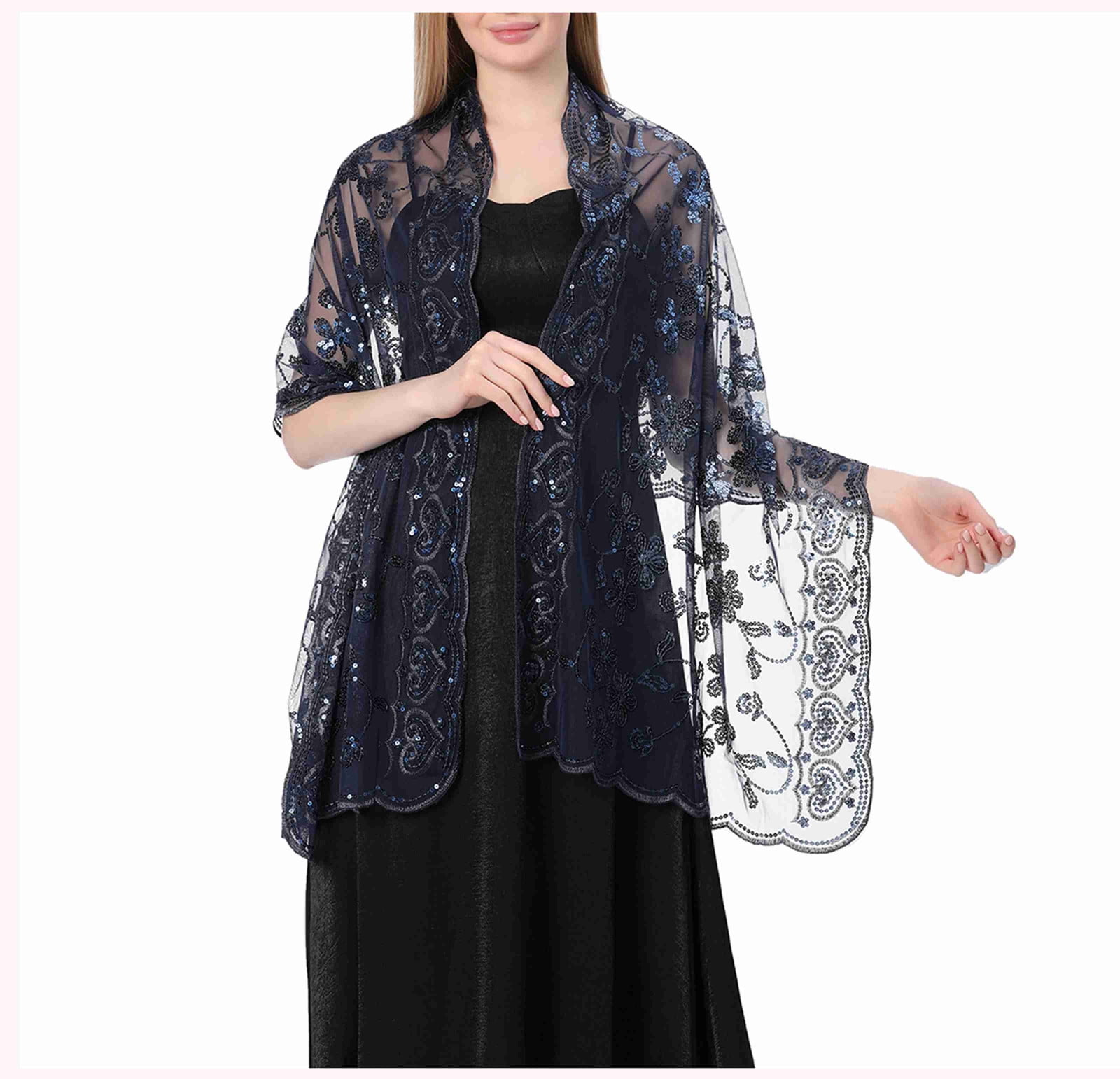Sequin Shawls and Wraps for Evening Dresses,Women Lace Wedding Shawls Wrap Bridal Embroidered Shawl,Women's Sequin Shawl Wedding Dress Evening Gown Cheongsam Shawl Bride Bridesmaid Shawl Scarf - Walmart.com