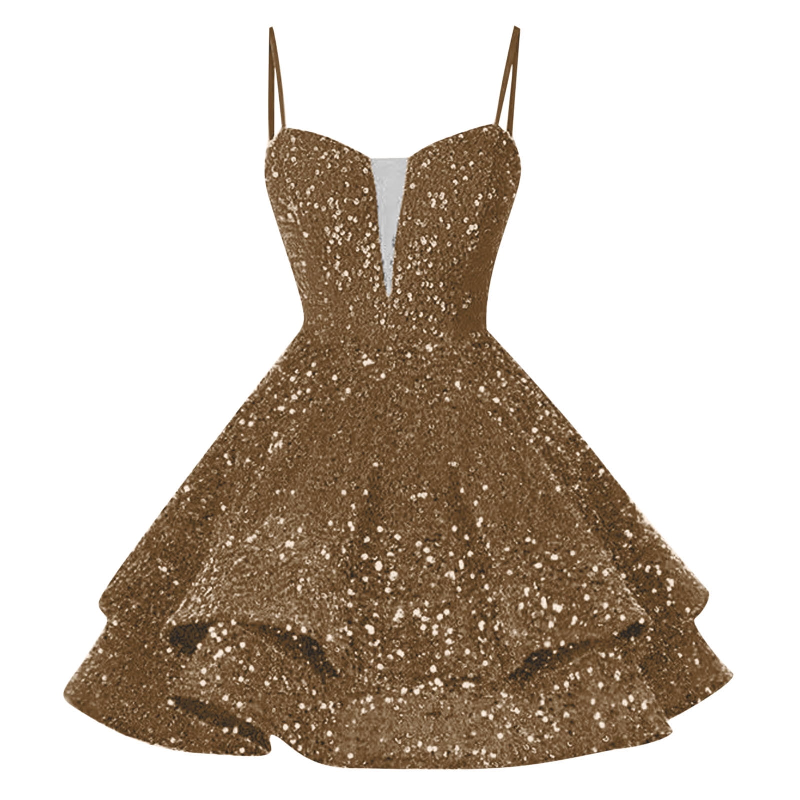 Sparkly Sequin Tulle Homecoming Dress For Teens - Short Prom Gown With Spaghetti Straps