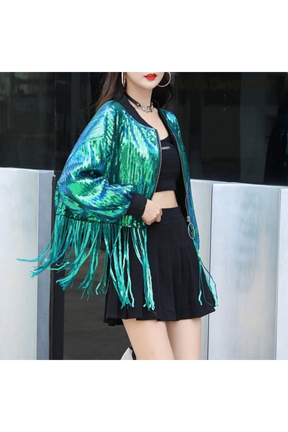 Sequin Short Loose Sparkling Top Jacket Nightclub Stage Performance Clothing Dj Women's plus Size Sweaters plus Long Coat plus Size Rain Coats for Women plus Size Rain Jacket Women plus Size Hoodies