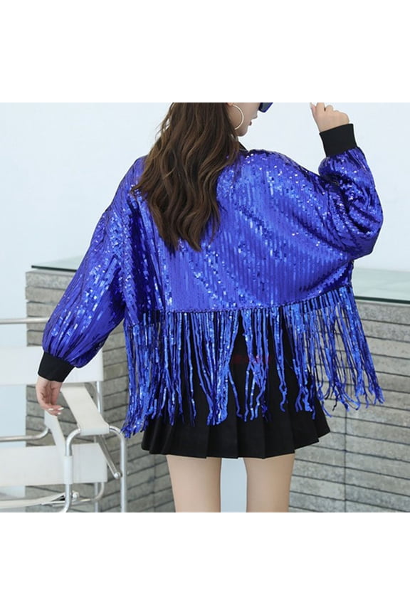 Sequin Short Loose Sparkling Top Jacket Nightclub Stage Performance Clothing Dj plus Size Jackets for Women plus Size Coat 3x 3x Jacket with Hood Winter Coat Anorak Womens Jacket with Hood plus Size