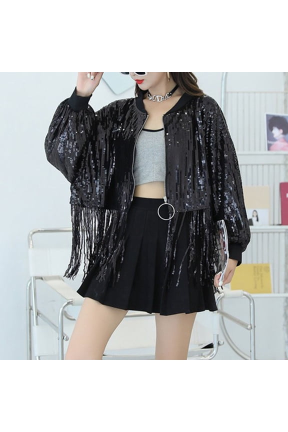 Sequin Short Loose Sparkling Top Jacket Nightclub Stage Performance Clothing Dj plus Size Jackets for Women plus Size Coat 3x 3x Jacket with Hood Winter Coat Anorak Womens Jacket with Hood plus Size