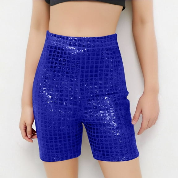 Sequin Shorts for Girls Sparkly High Waisted Bermuda Shorts Kids Glitter Metallic Party Dance Performance Short Pants