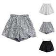 thumbnail image 1 of Sequin Shorts for Women 2026 Summer Elastic High Waist Wide Leg Sparkle Booty Shorts Dancewear Clubwear, 1 of 7