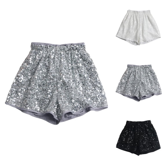 Sequin Shorts for Women 2026 Summer Elastic High Waist Wide Leg Sparkle Booty Shorts Dancewear Clubwear