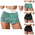 thumbnail image 1 of Sequin Shorts for Women 2026 Summer High Waist Glitter Straight Leg Sparkle Shorts Clubwear Dancewear, 1 of 5