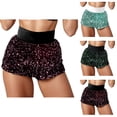 thumbnail image 1 of Sequin Shorts for Women 2026 Summer High Waist Glitter Straight Leg Sparkle Shorts Clubwear Dancewear, 1 of 5