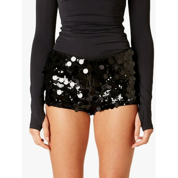 Sequin Shorts for Women Elastic Sparkly Mini Short Glitter Sparkle Hot Pants Solid Party