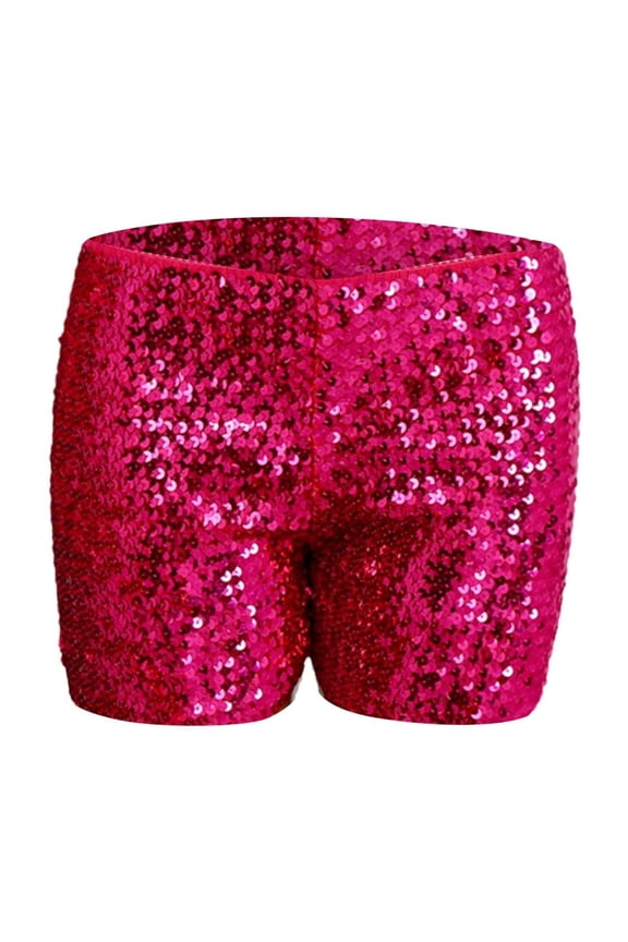 Sequin Shorts for Women Glitter Micro Sparkle Sparkling Party Concert Low Rise Womens Trousers Red