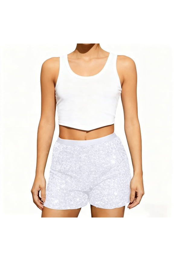 Sequin Shorts for Women Sparkly Y2K Party Glitter Elastic Waist Mini Shorts