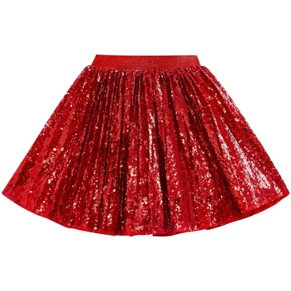 Sequin Skirt for Girls Kids Sparkly Fashion Shiny Pleated Skirts Elastic Waist A-Line Skorts Glitter Party Dance Outfits