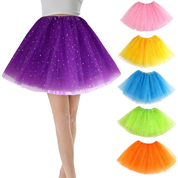 Sequin Skirt for Women Carnival Candy Color Multicolor Support Half Body Puff Petticoat Colorful Small Short Womens Skirts Pink