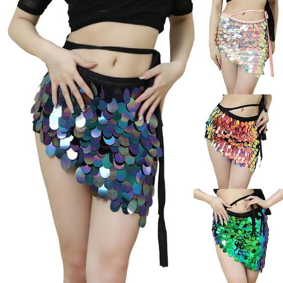 Sequin Skirt for Women Carnival Sparkly Lace Up Waist Adjustable Party Casual Comfortable Mini Womens Skirts Green L