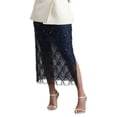 thumbnail image 1 of Sequin Skirt for Women Sparkly Fringe Sheer Overlay Skirt High Waist Side Split Midi Skirts for Wedding Party, 1 of 5