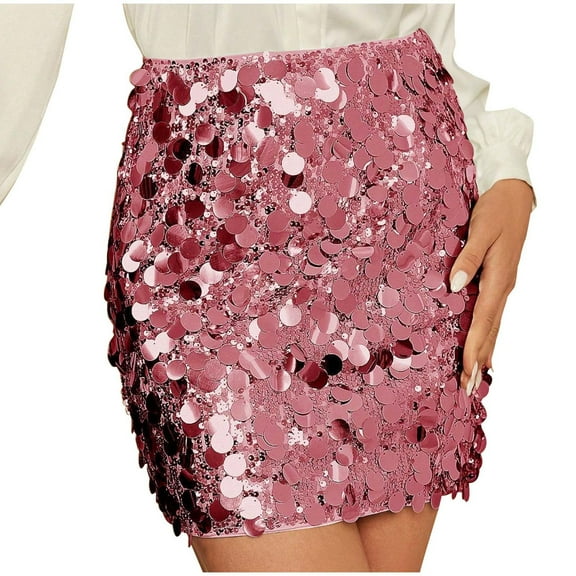 Sequin Skirt for Women Sparkly Mini Skirt Party Night Out Glitter Stretchy Bodycon Skirts