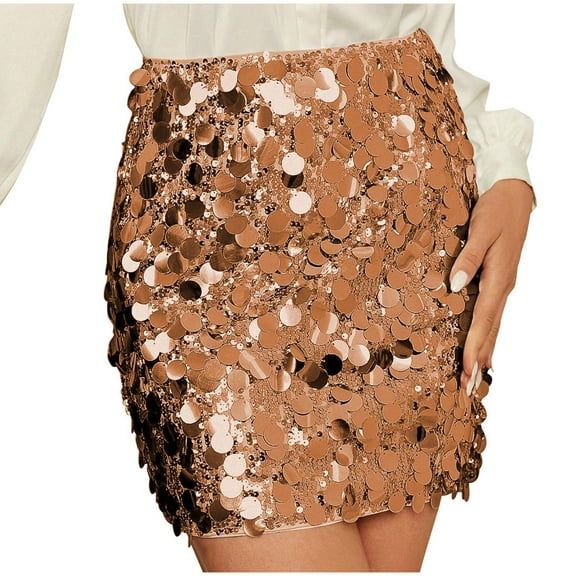 Sequin Skirt for Women Sparkly Mini Skirt Party Night Out Glitter Stretchy Bodycon Skirts
