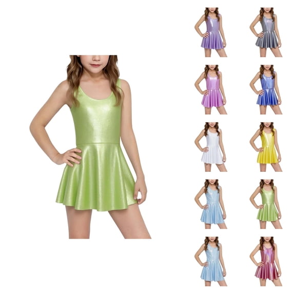 Sequin Sleeveless Sundress for Girls – Strap One-Piece Short Gown, Princess Casual Summer Wear, Sparkly Pair Alongside Pink Dress for Girls Looks