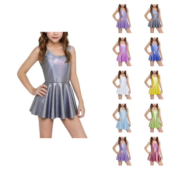 Sequin Sleeveless Sundress for Girls – Strap One-Piece Short Gown, Princess Casual Summer Wear, Sparkly Pair Alongside Pink Dress for Girls Looks