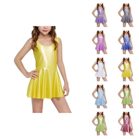 Sequin Sleeveless Sundress for Girls – Strap One-Piece Short Gown, Princess Casual Summer Wear, Sparkly Pair Alongside Pink Dress for Girls Looks
