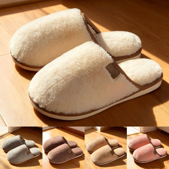 Sequin Slippers For Women Men Cute Fluffy Animal Slippers Warm Winter Wear Home Cozy Furry Soft Indoor Kawaii Shoes White 36
