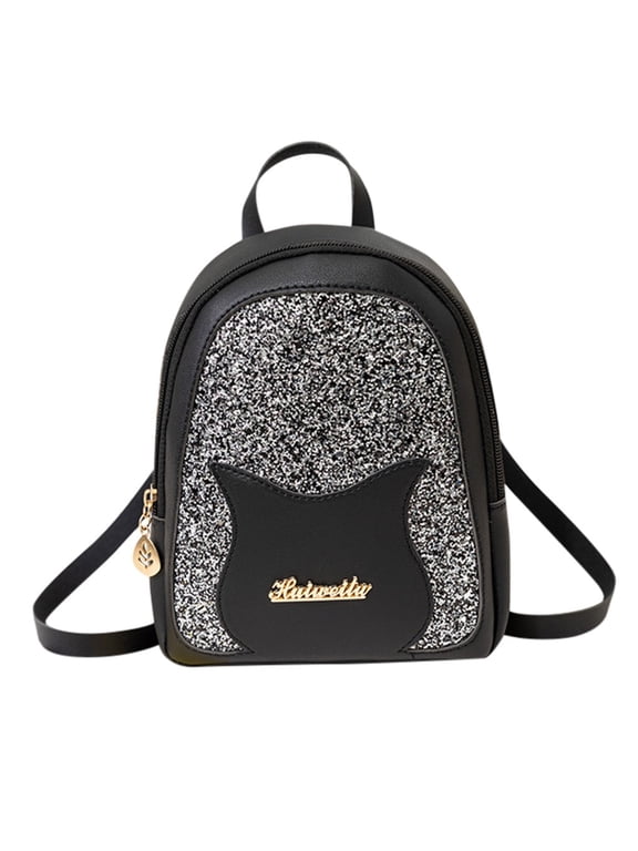 Sequin Small Backpack Purse for Women Leather Sparkly Top Handle Shoulder Bag Travel Daypack
