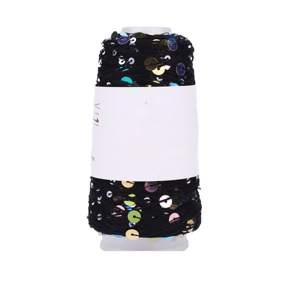 Sequin Sparkle Cotton Yarn, Metallic Sequin Thread Accessories Yarn for Knitting and Crocheting, DIY Craft Projects (Black)