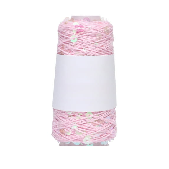 Sequin Sparkle Cotton Yarn, Metallic Sequin Thread Accessories Yarn for Knitting and Crocheting, DIY Craft Projects (Pink)