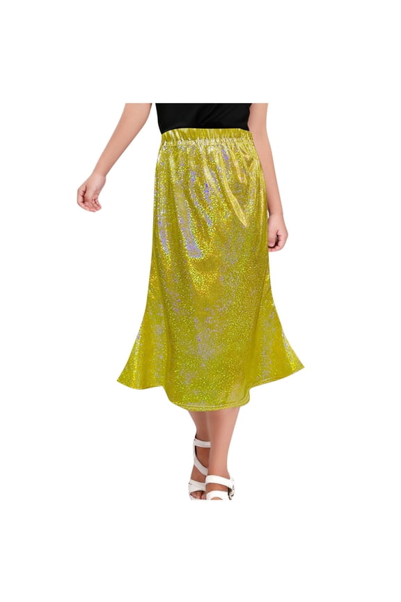 Sequin Sparkle Dance Costumes Cosplay Glitter Basic Skirt for Kids Girl Boy Spandex Maxi Long Skirts Kid 2026 Clothing Trendy Regular Fit 15 Years