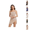thumbnail image 1 of Sequin Sparkly Dress for Women Sleeveless Spaghetti Strap Glitter Bodycon Dress Prom Homecoming Party Mini Dresses, 1 of 8