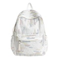 thumbnail image 1 of Sequin Sparkly Daypack With Plush Zipper Pull, Cute Lightweight Large Capacity Backpack For Daily Use (White), 1 of 9