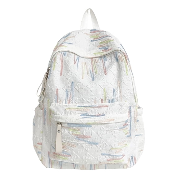 Sequin Sparkly Daypack With Plush Zipper Pull, Cute Lightweight Large Capacity Backpack For Daily Use (White)