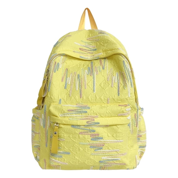 Sequin Sparkly Daypack With Plush Zipper Pull, Cute Lightweight Large Capacity Backpack For Daily Use (Yellow)
