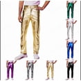 thumbnail image 1 of Sequin Sparkly Leather Pants Men - Metallic Shiny Disco Pants for Men, 70s/80s Hip Hop Party Rave Pants, Men's Holiday Clothes, Purple & Size L, 1 of 5