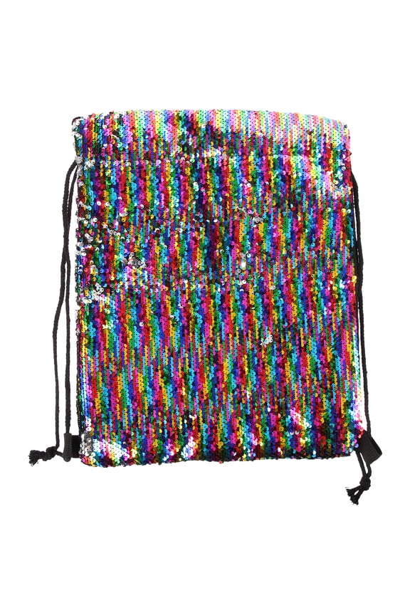 Sequin Drawstring Shoulder Bag Large Gym Storage Pouch for Hiking