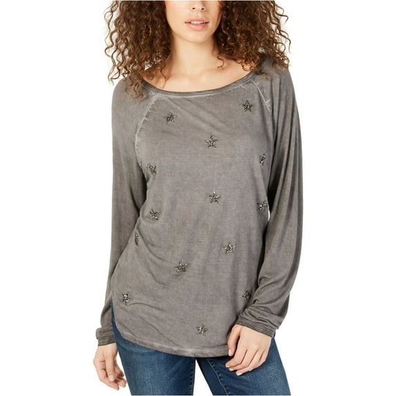 Sequin Star Long Sleeve T-Shirt New Grey XL