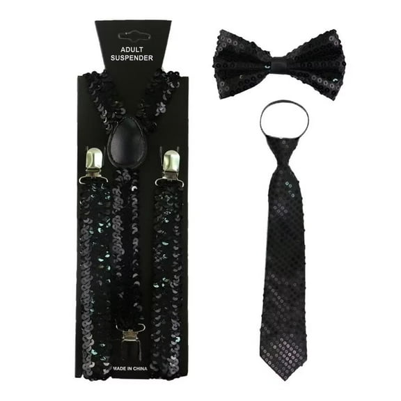 Sequin Suspenders Sequined Suspenders & Bow Tie Set Adjustable Straps Rave Outfit Accessories Stage Performance Costume Jazz Dancewear Party Suspender Accessory