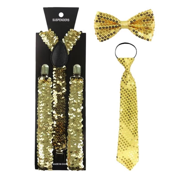 Sequin Suspenders Sequined Suspenders & Bow Tie Set Adjustable Straps Rave Outfit Accessories Stage Performance Costume Jazz Dancewear Party Suspender Accessory