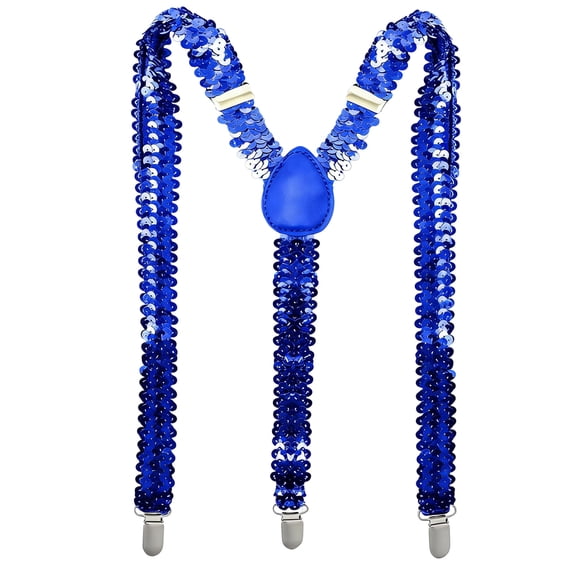 Sequin Suspenders with Glitter Finish and Adjustable Straps for Dance Performance Costume Parties Royal Blue