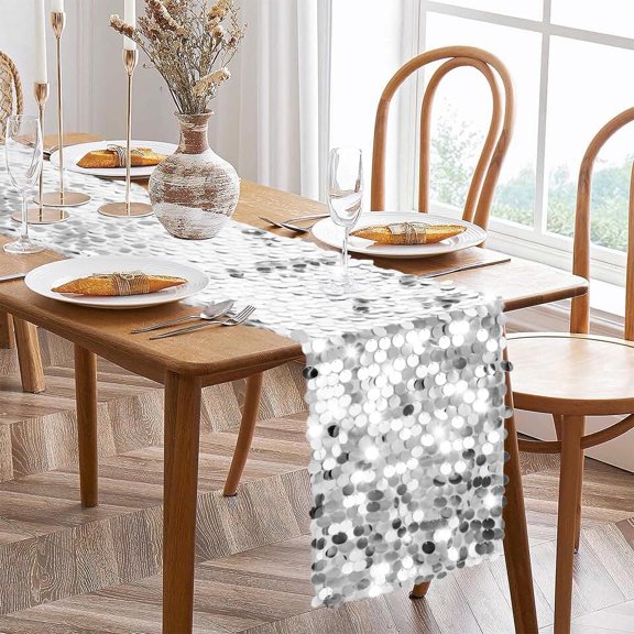 Sequin Table Runner, 12 x 108 Inch Glitter Table Decor for Wedding, Birthday, Christmas Parties (1 Pack)