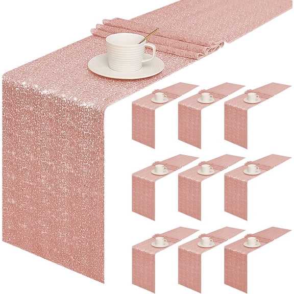 Sequin Table Runner 12 x 72 Inches Rose Gold 10 Pack