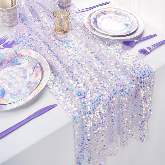 Sequin Table Runner, Glitter Table Runner 12x72in Sparkle Table Runners Suitable for Decorating Wedding Bridal Shower Birthday Party Holiday Events 6FT Long