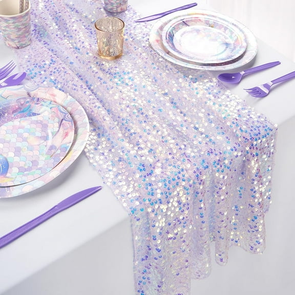 Sequin Table Runner, Glitter Table Runner 12x72in Sparkle Table Runners Suitable for Decorating Wedding Bridal Shower Birthday Party Holiday Events 6FT Long